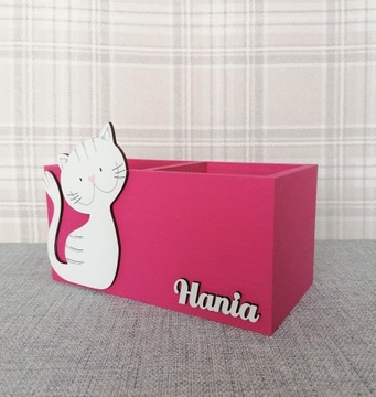 DUŻY przybornik na kredki, 100% DREWNO,IMIĘ gratis