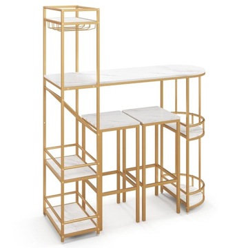 ELEGANT Zestaw Barowy prostokątny 120 x 43,5 x 150,5cm biały, żółty n