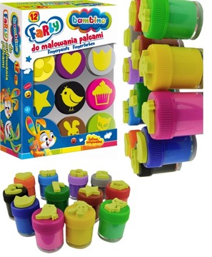 FARBY do MALOWANIA PALCAMI 12 szt BAMBINO stemple