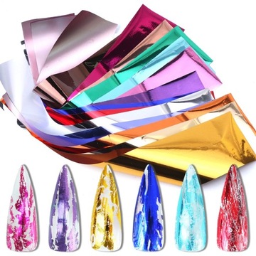 6 ШТ. ТРАНСФЕРНАЯ ФОЛЬГА ДЛЯ УКРАШЕНИЯ НОГТЕЙ ГИБРИДНАЯ смесь цветов ФОЛЬГА