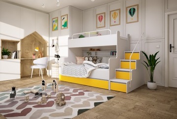 Łóżko piętrowe JSM3 ze schodami niebieski matowy+ materac piankowy Gratis!!