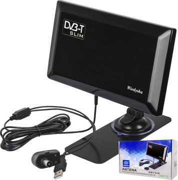 ANTENA TV KOMPAKTOWA DVB-T2 DAB POKOJOWA SLIM USB