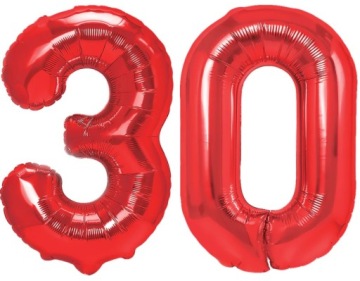 Воздушные шары с цифрами на 30-летие красные 100 см