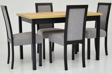 Кухонный набор складного стола и 4 черных стульев