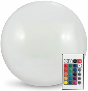 Lampa kula solarna ogrodowa wbijana świecąca 30cm 3000K + kolory RGB pilot