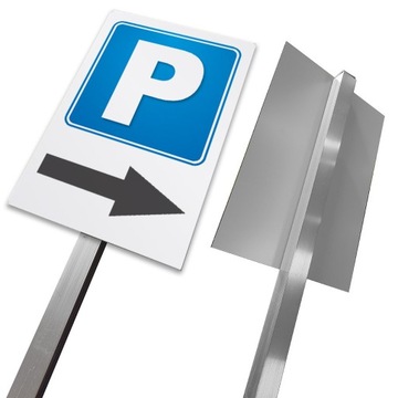 Tablica na słupku PARKING W PRAWO znak 200 cm