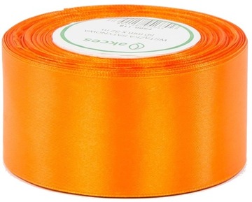 WSTĄŻKA TASIEMKA SATYNOWA 50mm 32m Intensywny pomarańcz A-118