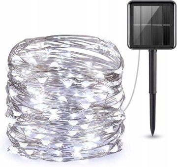 Solarne lampki sznurkowe 200 LED Biały