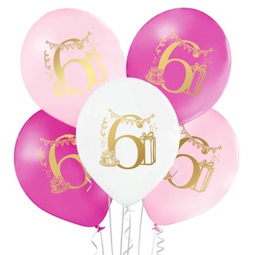 Balony na 6 szóste urodziny dla dziewczynki party
