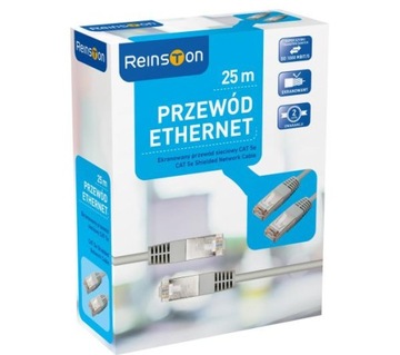 Pozwrotowy Przewód enthernet RJ45 Reinston EKK22 CAT5e 25m szary