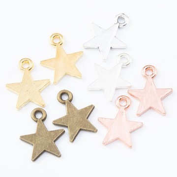 50x Charms z pięcioramienną gwiazdą Dekoracyjne różowe złoto