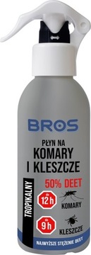 Bros PŁYN NA KOMARY i KLESZCZE 50% DEET 130 ml