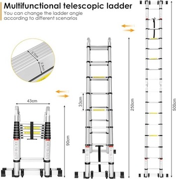 Телескопическая складная лестница 2,5м+2,5м