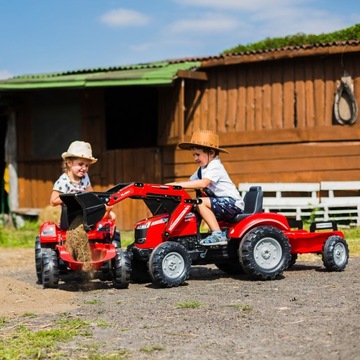 TRAKTOR NA PEDAŁY PRZYCZEPKĄ KOPARKA TRAKTOREK DZIECI MASSEY FERGUSON FALK