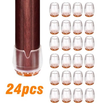 24pcs Silicone Chair Caps Table Foot Pads for Round 12-16mm Bottom Non-Slip