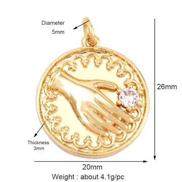 Buddha Hamsha Evil Eye Hand Charm , 18K Real Gold