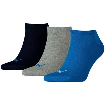 Ponožky Puma Unisex Sneaker Plain 3P modré, sivé, tmavomodré 906807 1