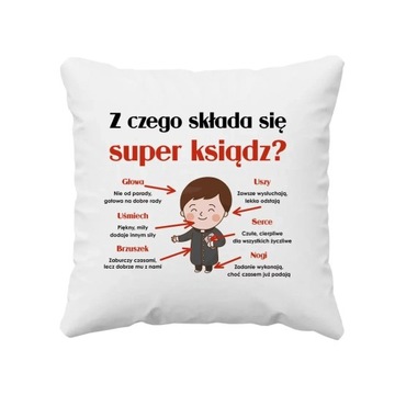 Z czego składa się super ksiądz PREZENT DLA KSIĘDZA ŚWIĘCENIA PODUSZKA