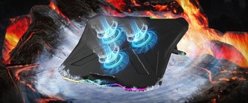 ОХЛАЖДАЮЩАЯ ПОДСТАВКА ДЛЯ НОУТБУКА 15–17 ДЮЙМОВ, РЕГУЛИРУЕМАЯ RGB-СВЕТОДИОДНАЯ, С USB