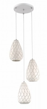Lampa wiszącabiała ażur nad stół sufitowa potrójna