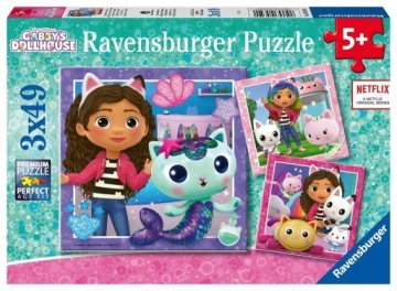 Logická Skládačka Hobby Puzzle Manuální hra 3x49 Dílků Gábinin Kouzelný Domek