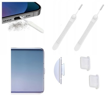 2x Szczoteczka do Czyszczenia Portów w Telefonie i 2x Zaślepka Portu USB C