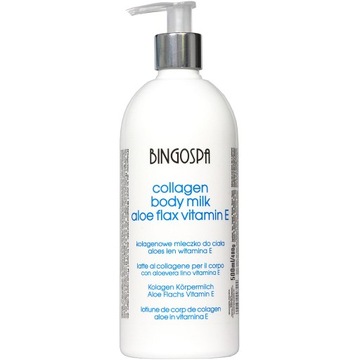 KOLAGENOWE MLECZKO DO CIAŁA ALOES LEN WITAMINA E 480 g BINGOSPA