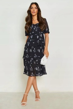 BOOHOO _MI7 SUKIENKA WARSTWOWA PLISOWANE FALBANY M