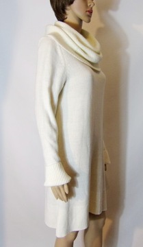 H&M długi sweter golf ecru 40/42