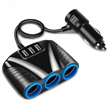 РАЗДЕЛИТЕЛЬ РАЗДЕЛИТЕЛЬ НА 3 ГНЕЗДА ПРИКУРИВАТЕЛЯ USB QC БЫСТРОЕ ЗАРЯДНОЕ УСТРОЙСТВО