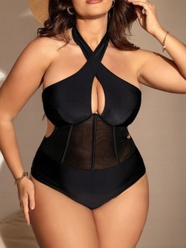 STRÓJ KĄPIELOWY JEDNOCZĘŚCIOWY SEXY GORSETOWY WIĄZANY NA SZYI SHEIN 3XL
