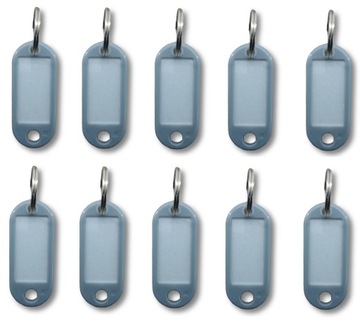BRELOK identyfikator kluczy 10 sztuk SZARY
