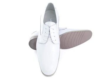Unikalne białe lakierki męskie - eleganckie buty wizytowe MODINI T7 44