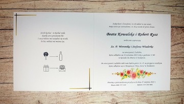Zaproszenia Ślubne rustykalne kwiaty + koperta