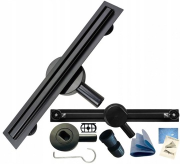 ODPŁYW SLIM CZARNY 70 cm KWADRAT 20 mm OBROTOWY
