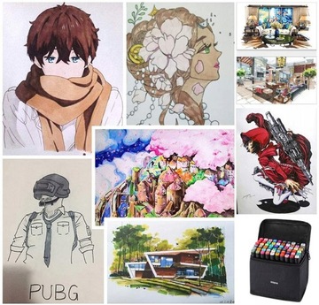 НАБОР ПРОФЕССИОНАЛЬНЫХ АЛКОГОЛЬНЫХ МАРКЕРОВ ИЗ 40 СЕНСОРНЫХ ШТ. + СУМКА