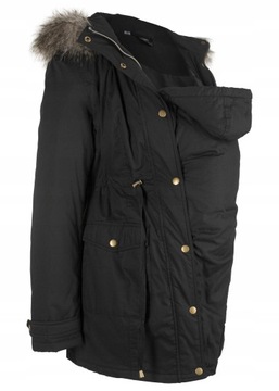 Bonprix 42 KURTKA Z FUTRZANYM KAPTUREM CIĄŻOWA