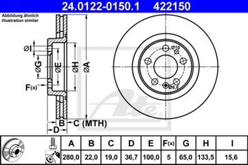 ПЕРЕДНИЕ ДИСКИ ATE AUDI A3 LEON TOLEDO II 280MM Сквозные