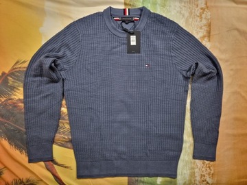 TOMMY HILFIGER GRID STRUCTURE CREWNECK SWETER MĘSKI ORYGINALNY