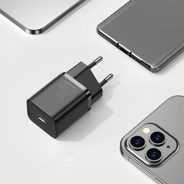 Быстрое зарядное устройство Baseus 230В USB-C 3A QC3.0 PD 20W