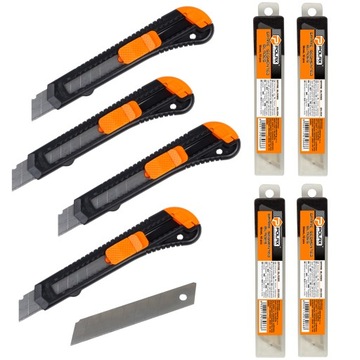 4x NÓŻ DO TAPET TAPECIAK 18mm + OSTRZE ŁAMANE ZAPAS 40szt