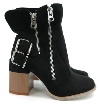 БОТИНКИ BELLA PARIS НА ВЫСОКОМ КАБЛУКЕ, ЧЕРНЫЕ, С ПРЯЖКАМИ R40