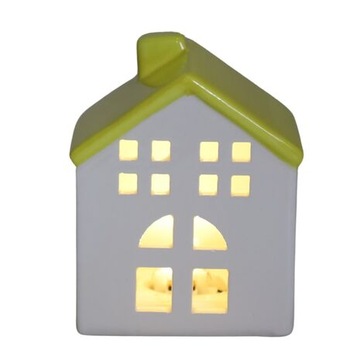 DOMEK DOM CERAMICZNY LED ŚWIECZNIK LAMPION FIGURKA CERAMICZNA NA PREZENT