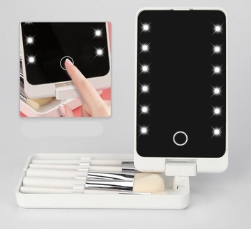ЗЕРКАЛО ДЛЯ МАКИЯЖА со светодиодной подсветкой + 5 кистей в футляре для рисования с подсветкой