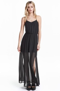 H&M szyfonowa czarna maxi sukienka r 38