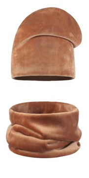 KOMPLET CZAPKA BEANIE TUBA KOMIN WELUROWY AKSAMIT