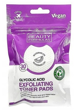 BEAUTY FORMULAS Złuszczające nasączone płatki z kwasem glikolowym,