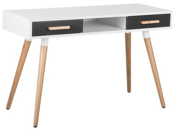Biurko z szufladami i półką 120x45 biało-szare