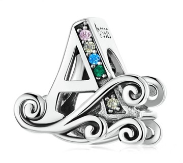 Charms LITERA LITERKA A PAVE ORNAMENT s925