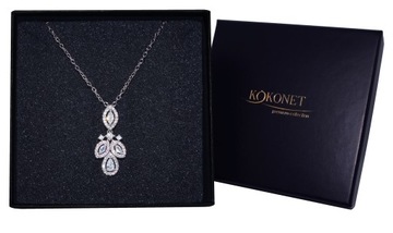 Łańcuszek z zawieszką swarovski ślubny srebrny